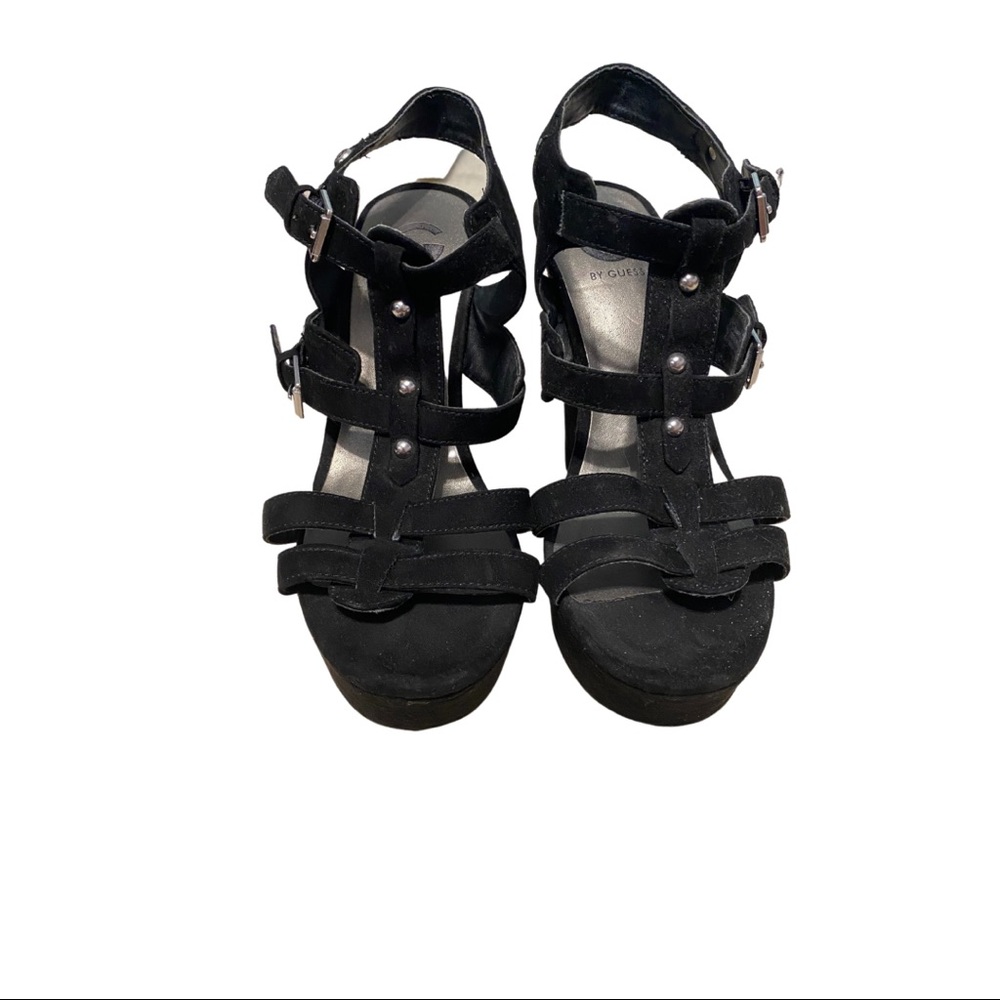 Guess - black suede wedges